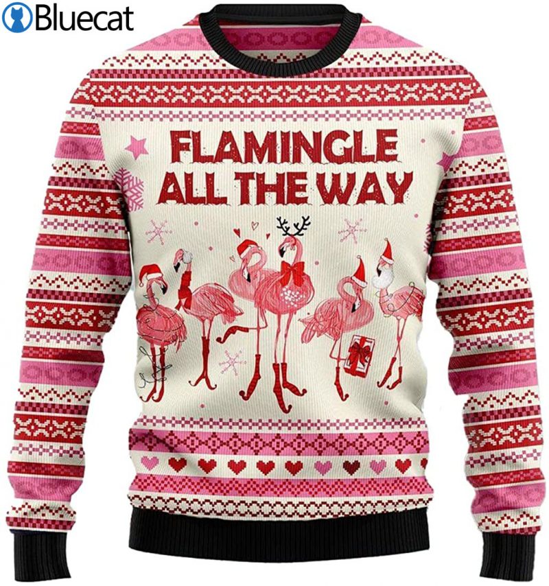 Flamingo Flamingle All The Way Ugly Christmas Sweaters