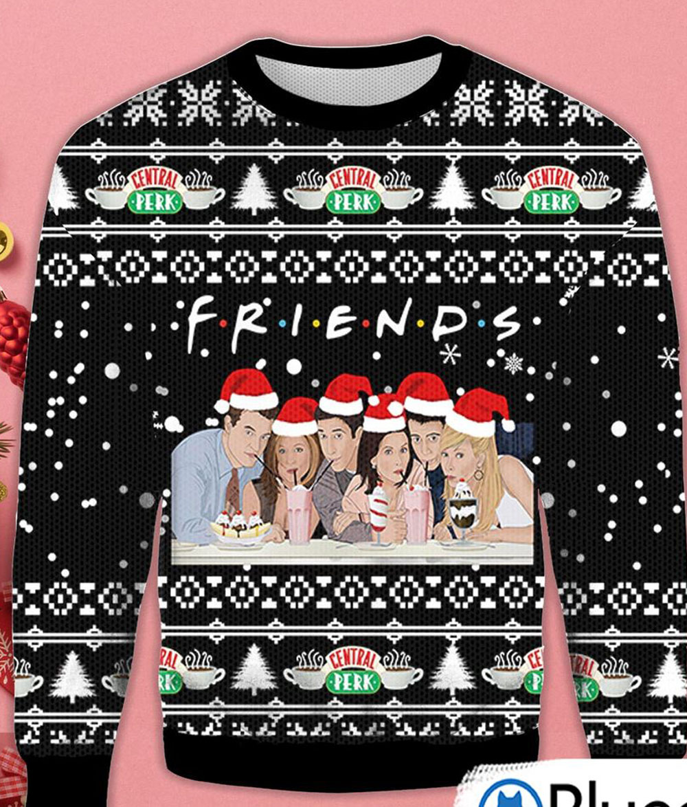 Friends TV Show Santa Characters Merry Christmas Ugly Sweater