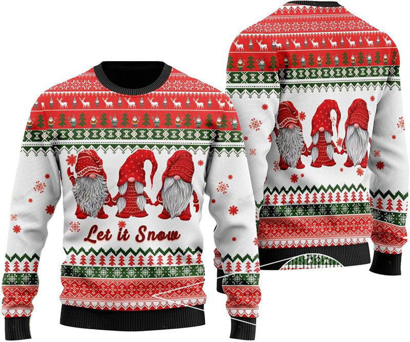 Garden Gnome Let It Snow Ugly Christmas Sweaters