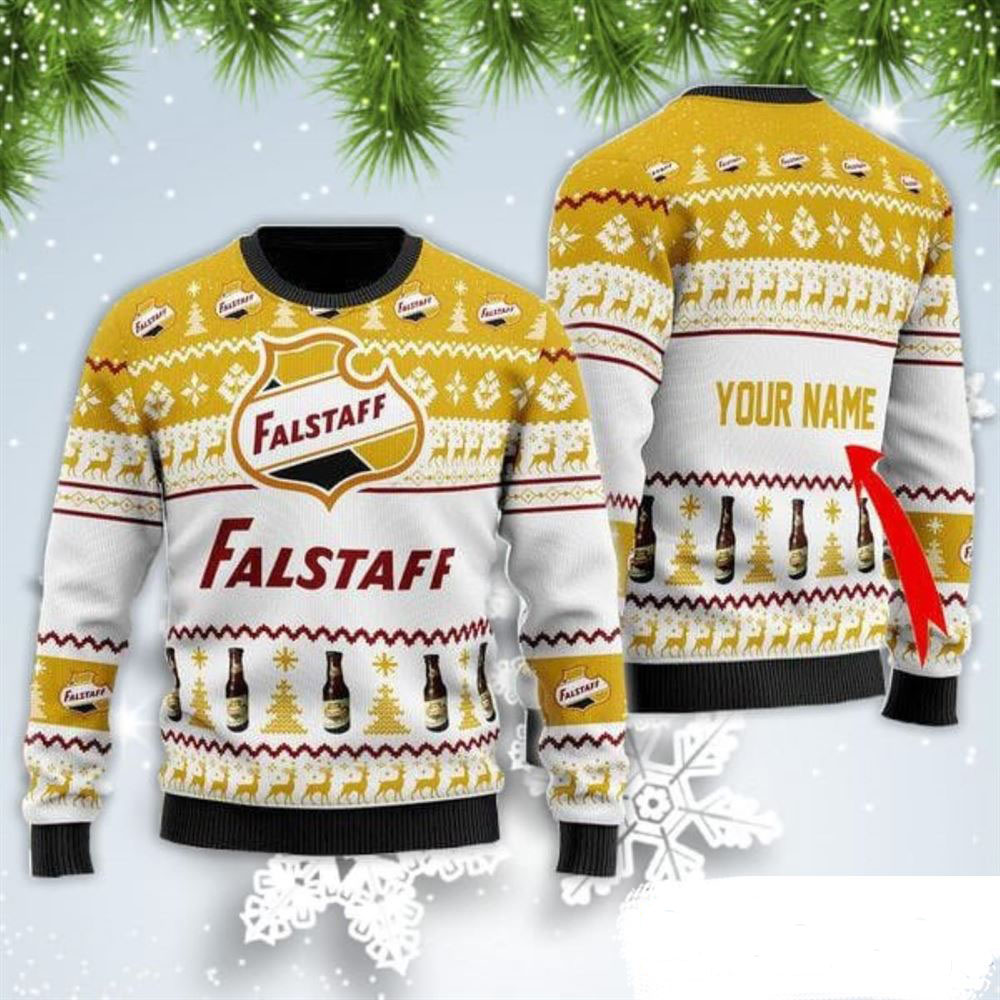 Personalized Name Falstaff Beer Christmas Gift Ugly Christmas Sweater