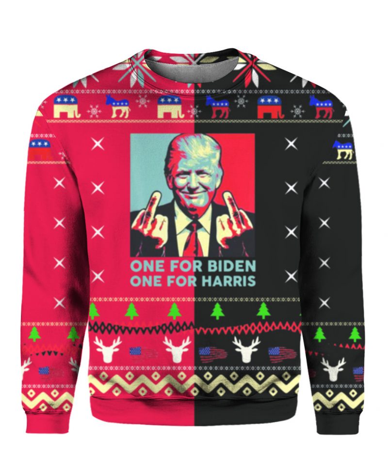 Trump Middle Finger Biden Harris Ugly Christmas Sweaters