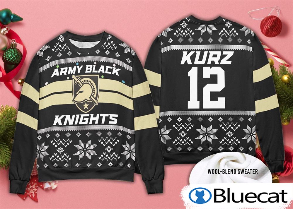 Army Black Knights Chrismas Custom Name And Number Ugly Christmas Sweaters