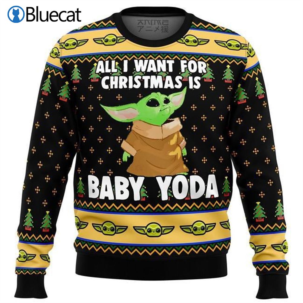 Baby Yoda All I Want Mandalorion Star Wars Ugly Christmas Sweaters