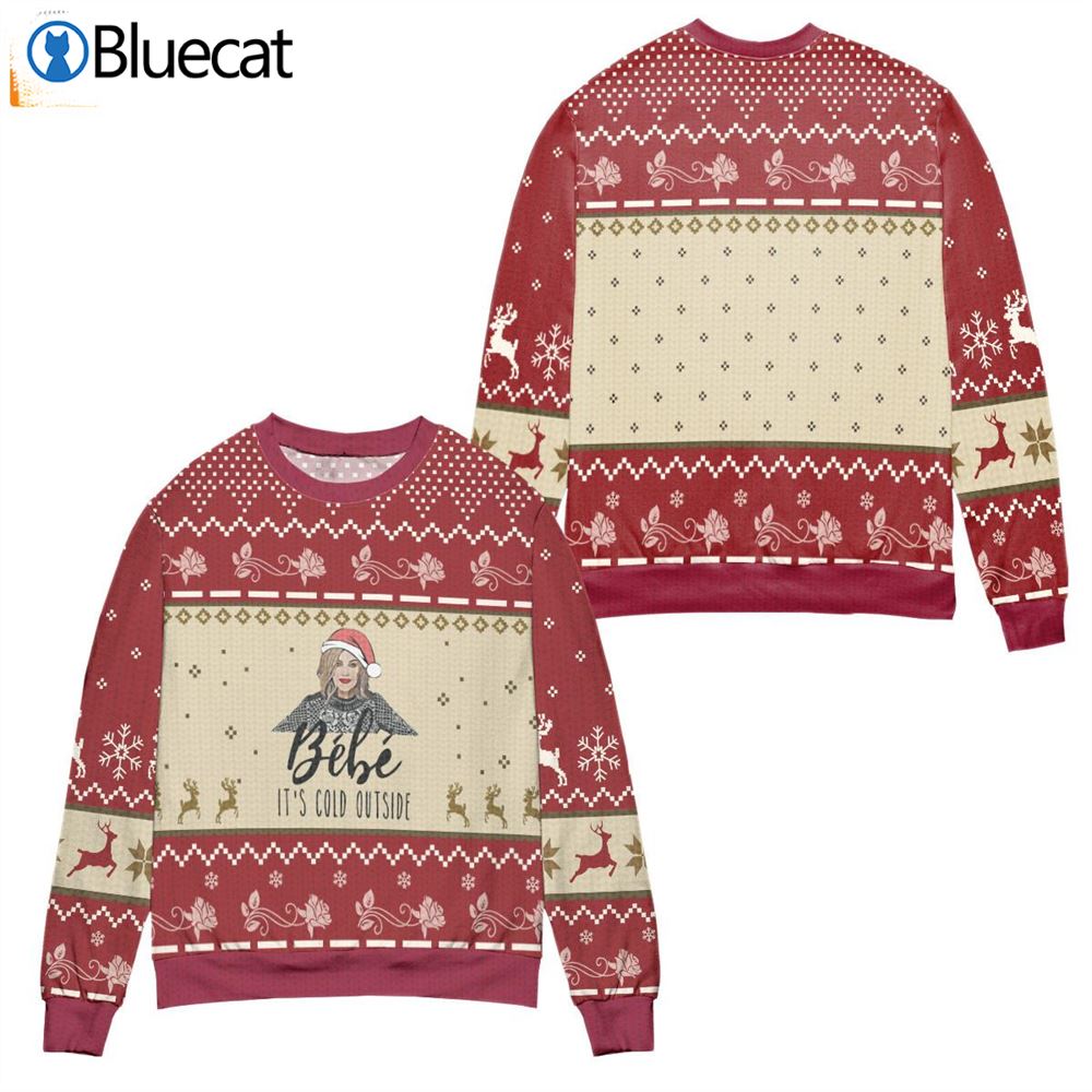 Bebe Its Cold Outside Schitts Creek Reindeer Snowflake Pattern Ugly Christmas Sweaters