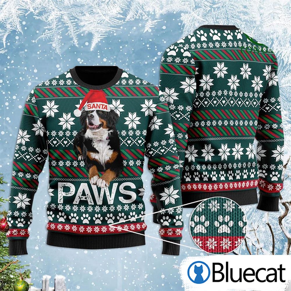Bernese Mountain Dog Santa Printed Christmas Ugly Christmas Sweaters