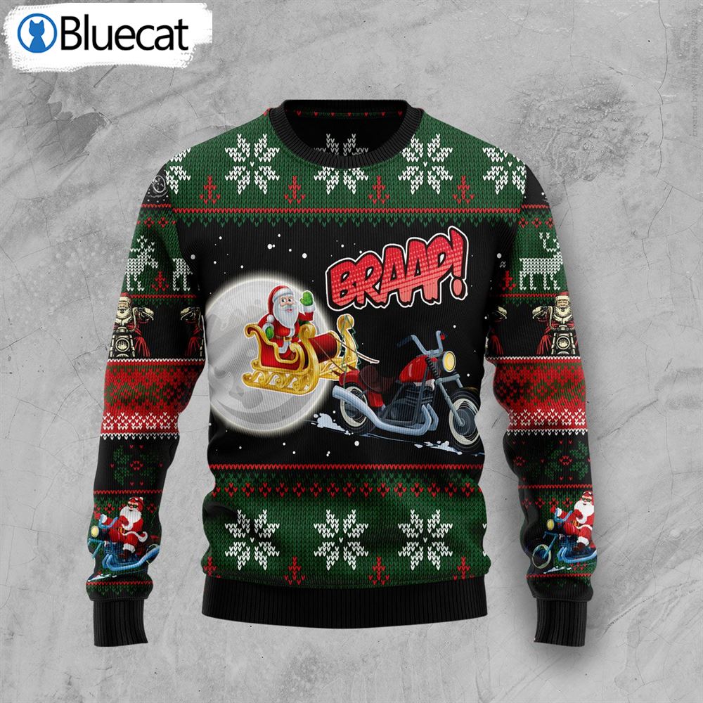 Biker Santa Xmas Ugly Christmas Sweaters