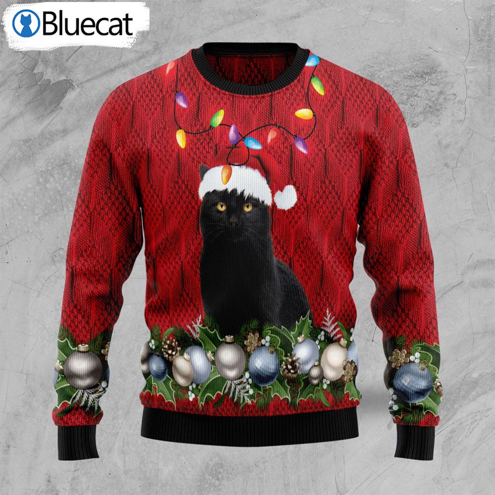 Black Cat Christmas Beauty Ugly Christmas Sweaters