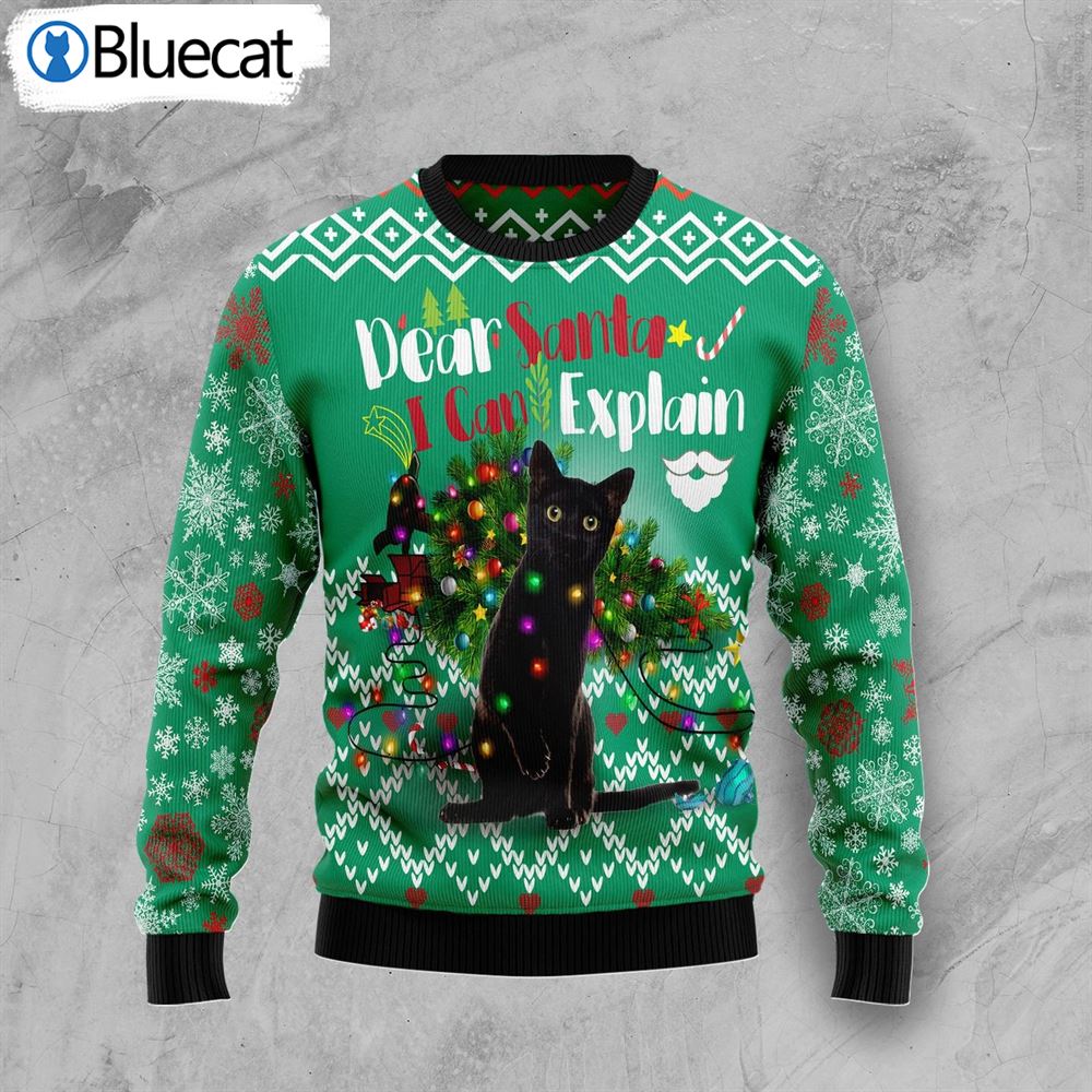 Black Cat I Can Explain Christmas Ugly Christmas Sweaters