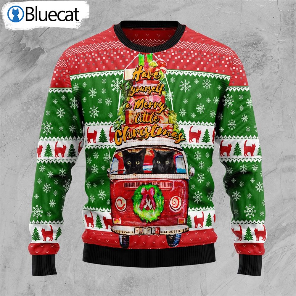 Black Cat Little Christmas Ugly Christmas Sweaters