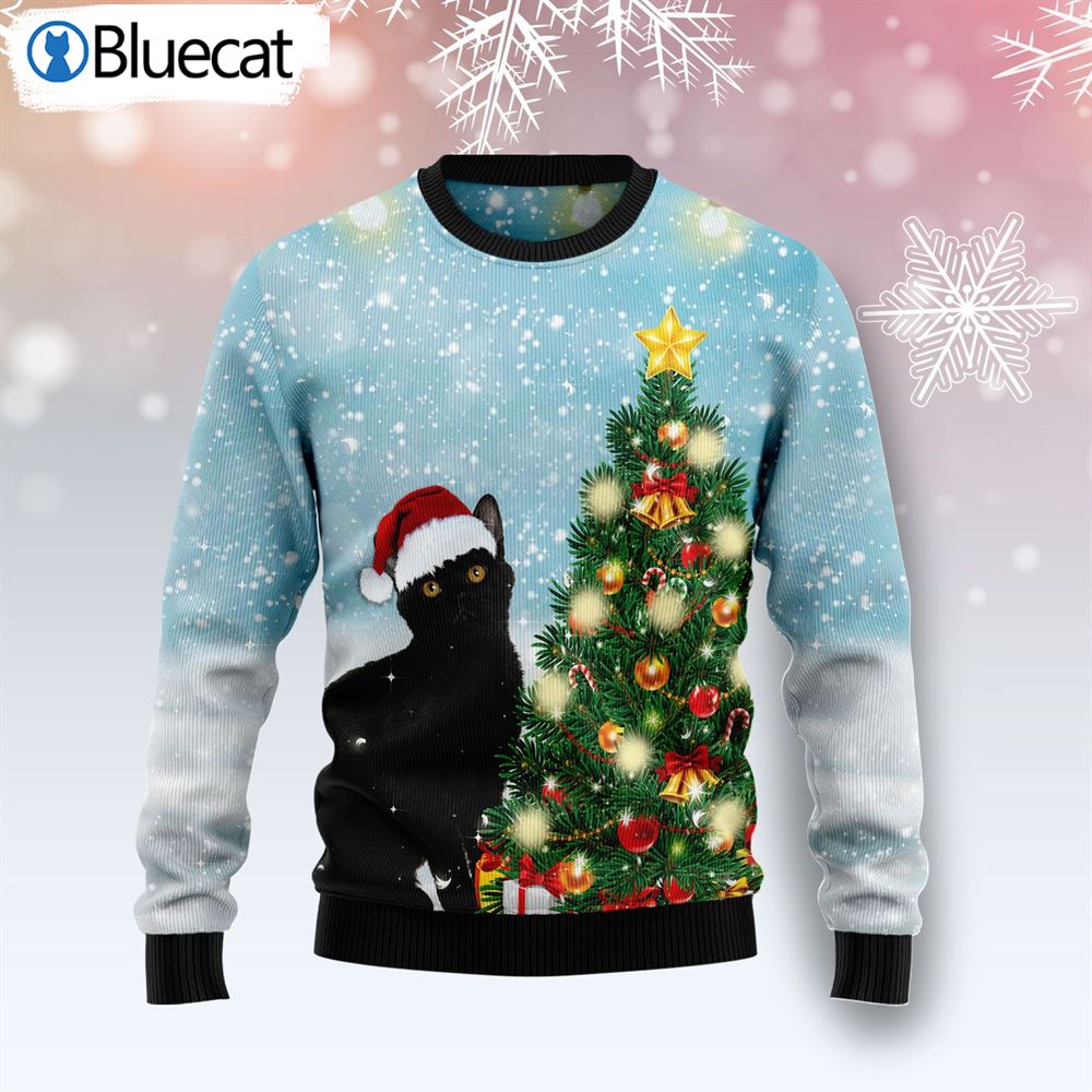 Black Cat Noel Tree Ugly Christmas Sweaters