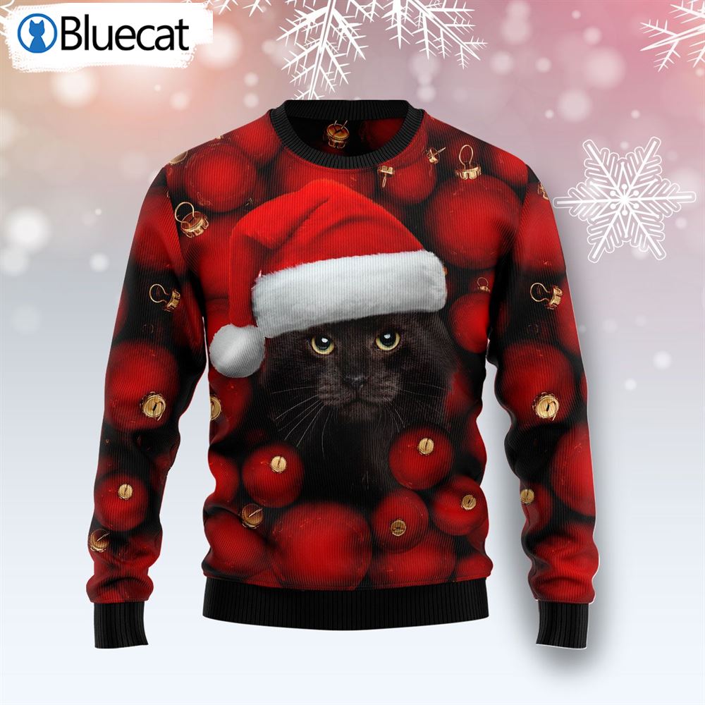 Black Cat Ornament Ugly Christmas Sweaters