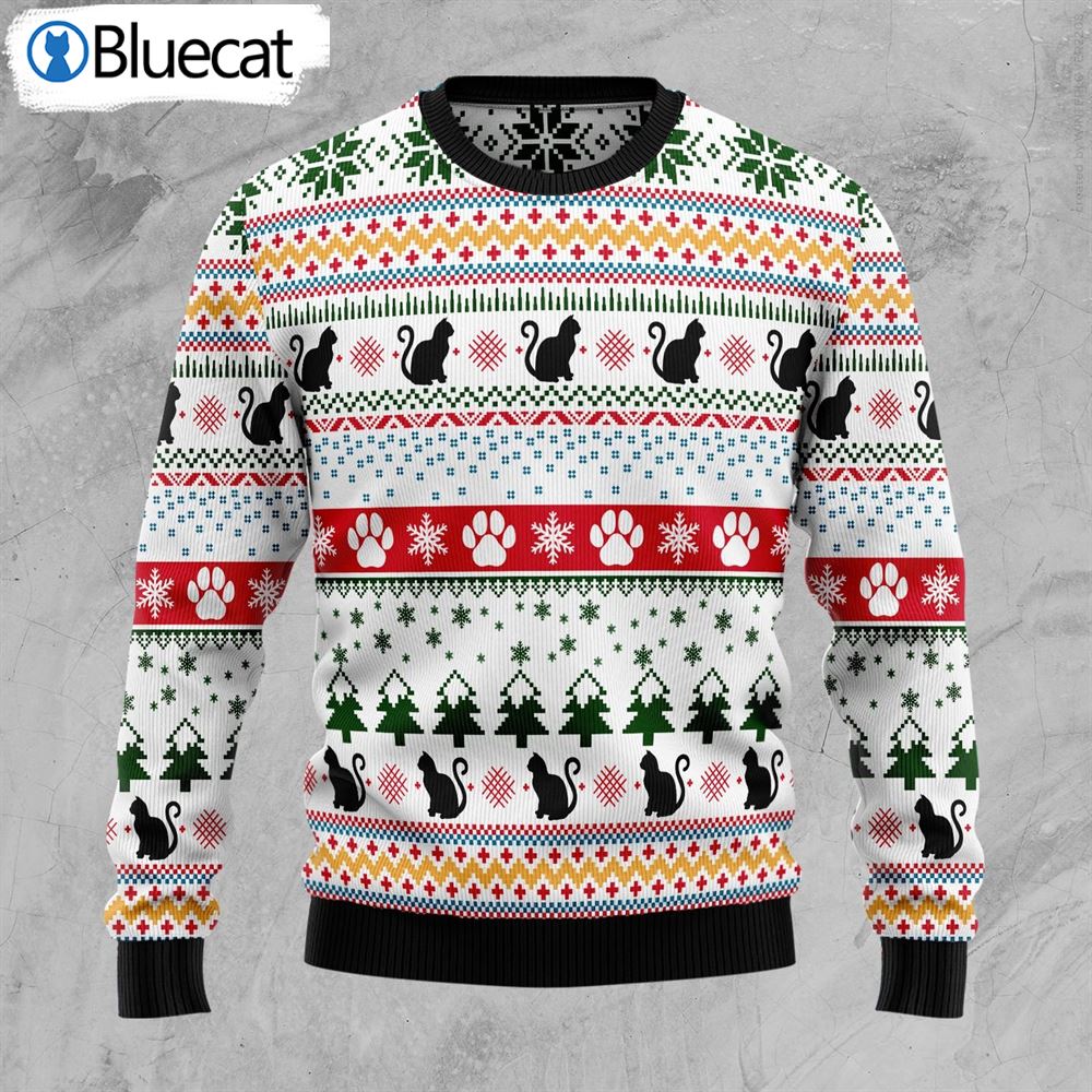Black Cat Pattern Ugly Christmas Sweaters