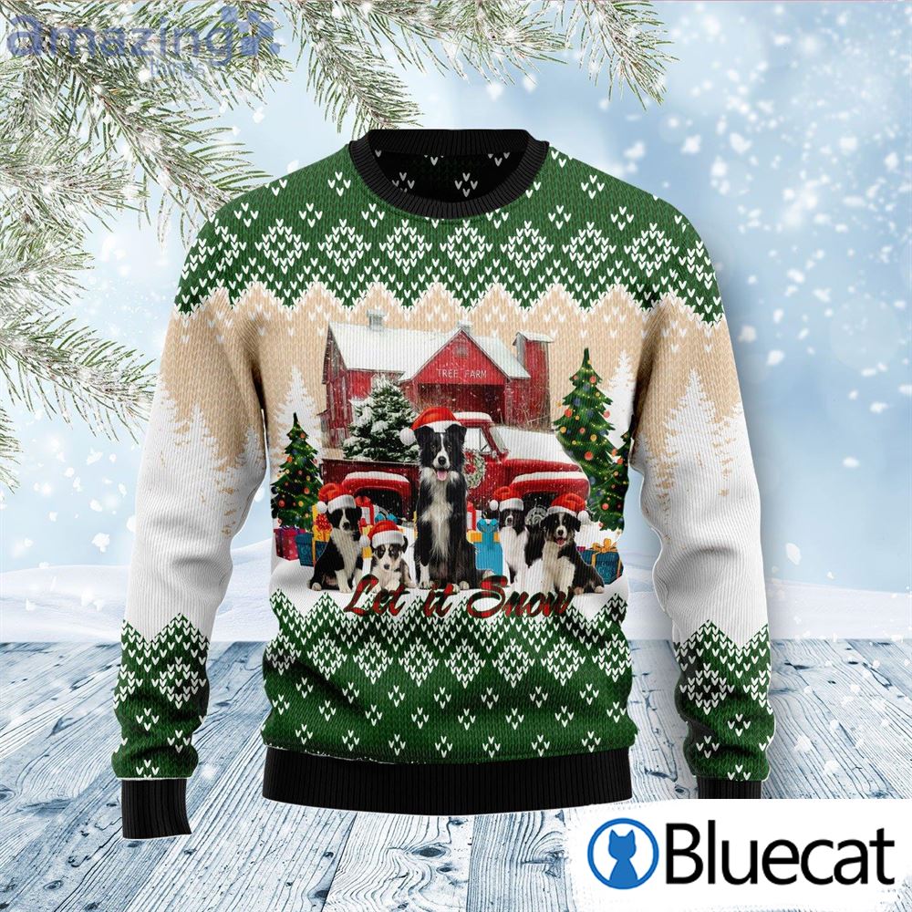 Border Collie Let It Snow Dog Lover Ugly Christmas Sweaters