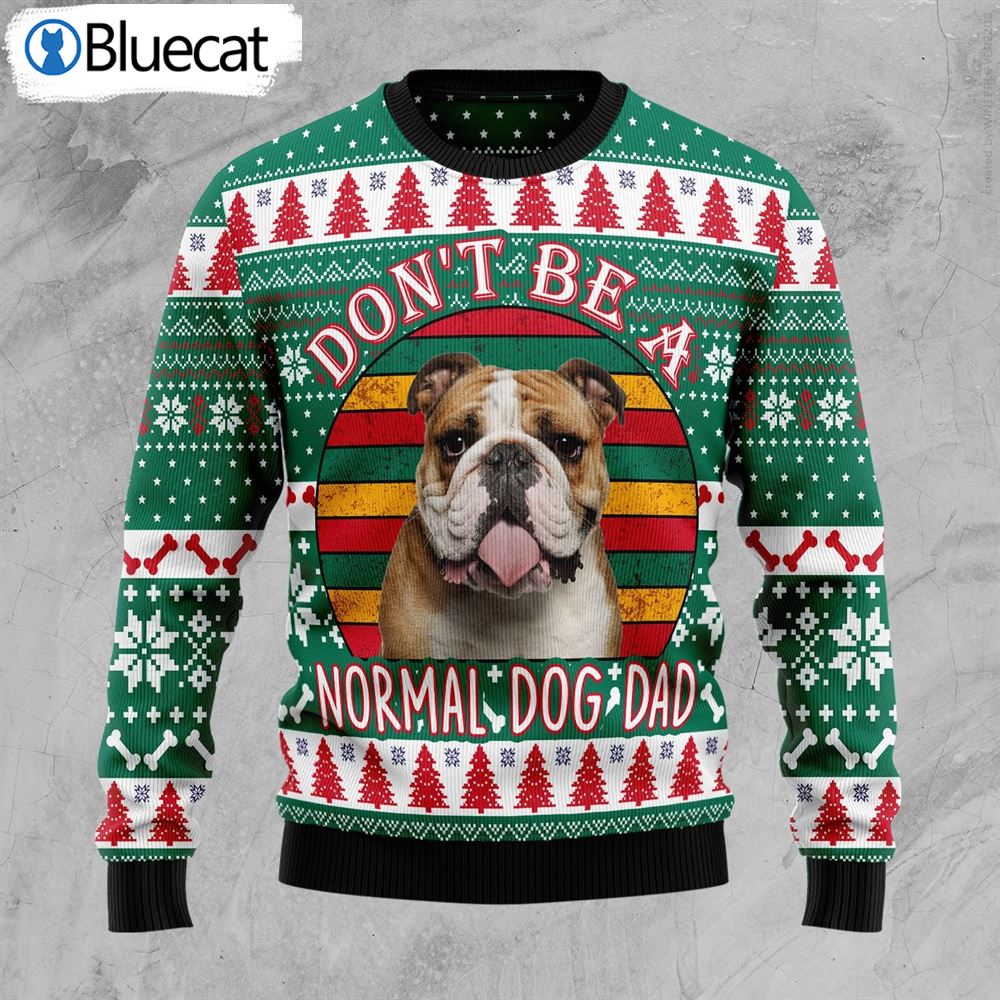 Bulldog Dog Dad Ugly Christmas Sweaters