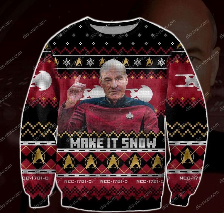Captain Picard Star Trek Make It Snow Christmas Limited Edition Ugly Christmas Sweaters