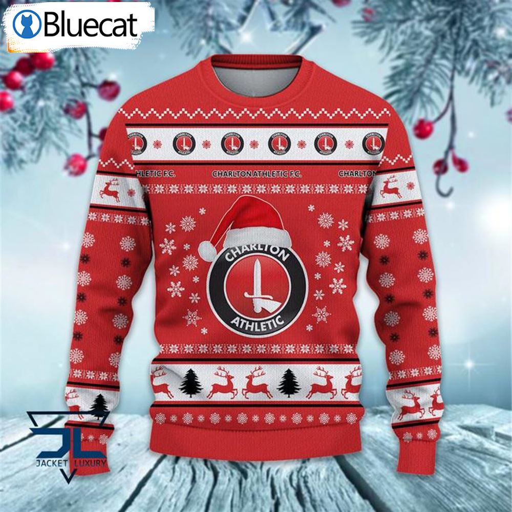 Charlton Athletic Fc Santa Hat Ugly Christmas Sweaters