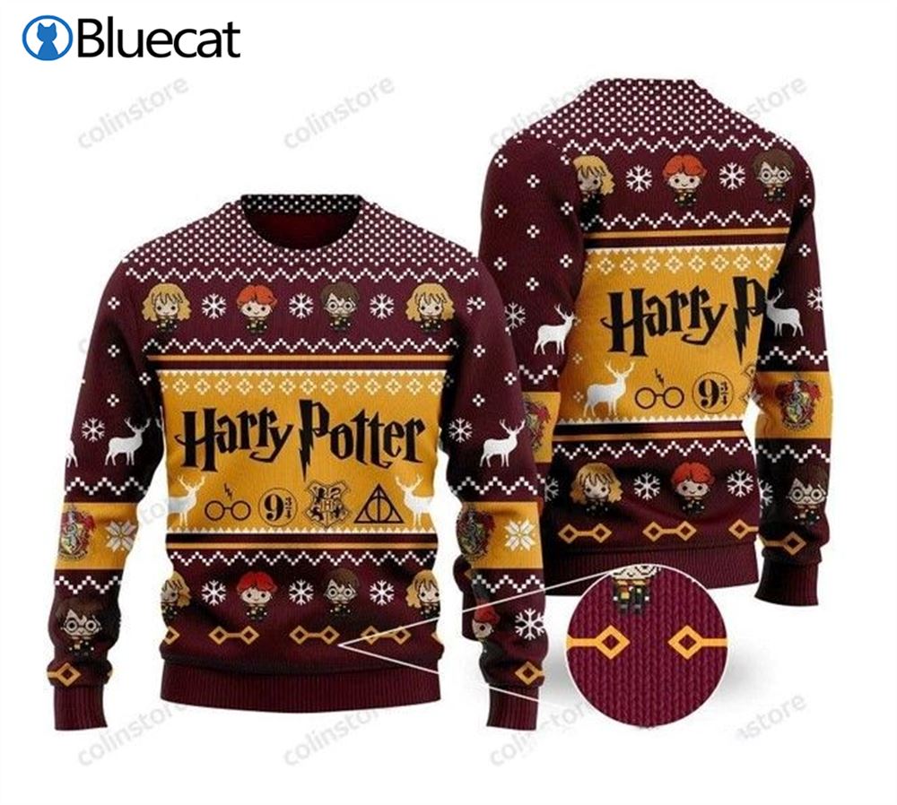 Chibi Harry Potter Characters Ugly Christmas Sweaters