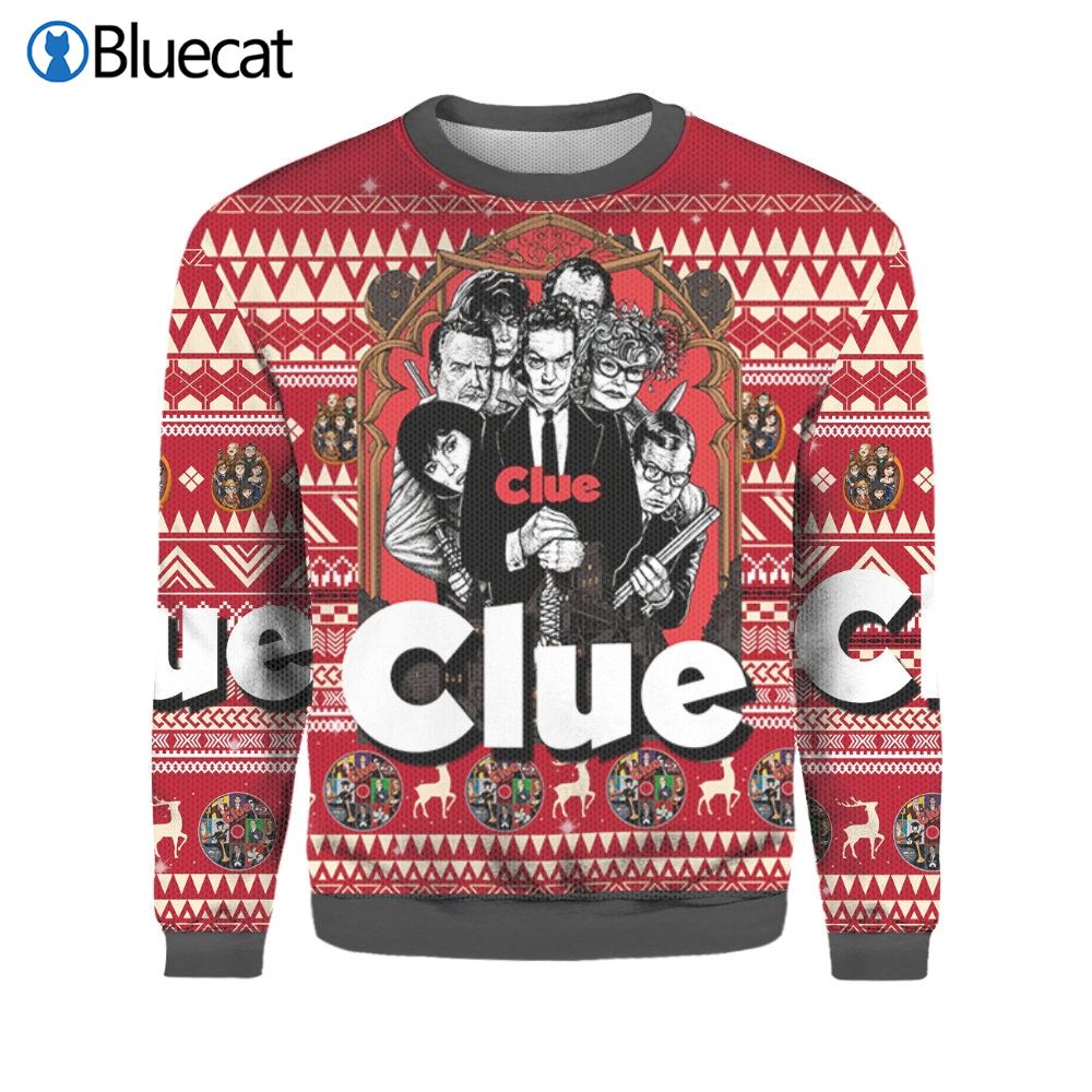 Clue Movie Christmnas Movie Lovers Gifts Merry Ugly Christmas Sweaters