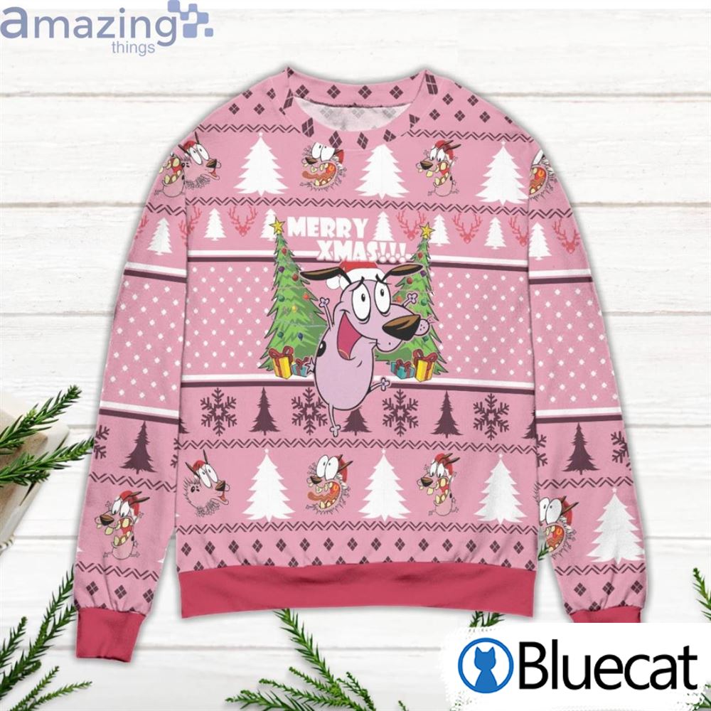 Courage The Cowardly Dog Merry Xmas Ugly Christmas Sweaters