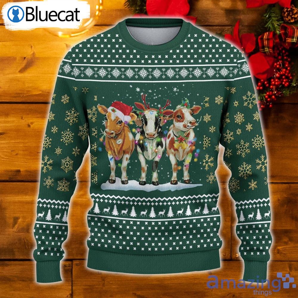 Cow Christmas Lights Cow Christmas Lights Ugly Christmas Sweaters