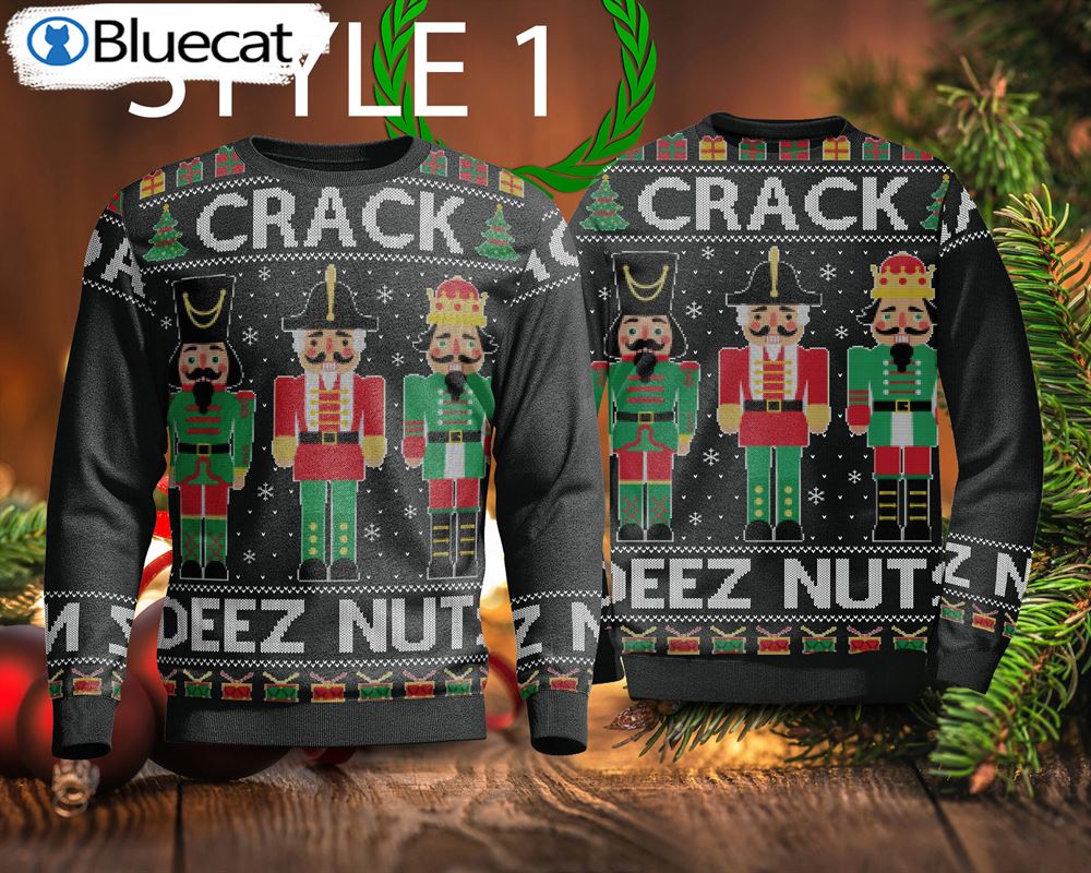 Crack Deez Nuts Nutcracker Soldier Ugly Christmas Sweaters