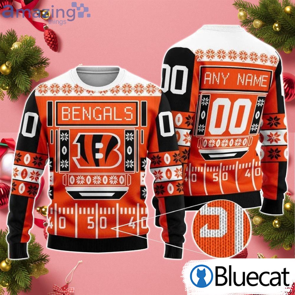 Custom Name And Number Bengals Nfl Ugly Christmas Sweaters