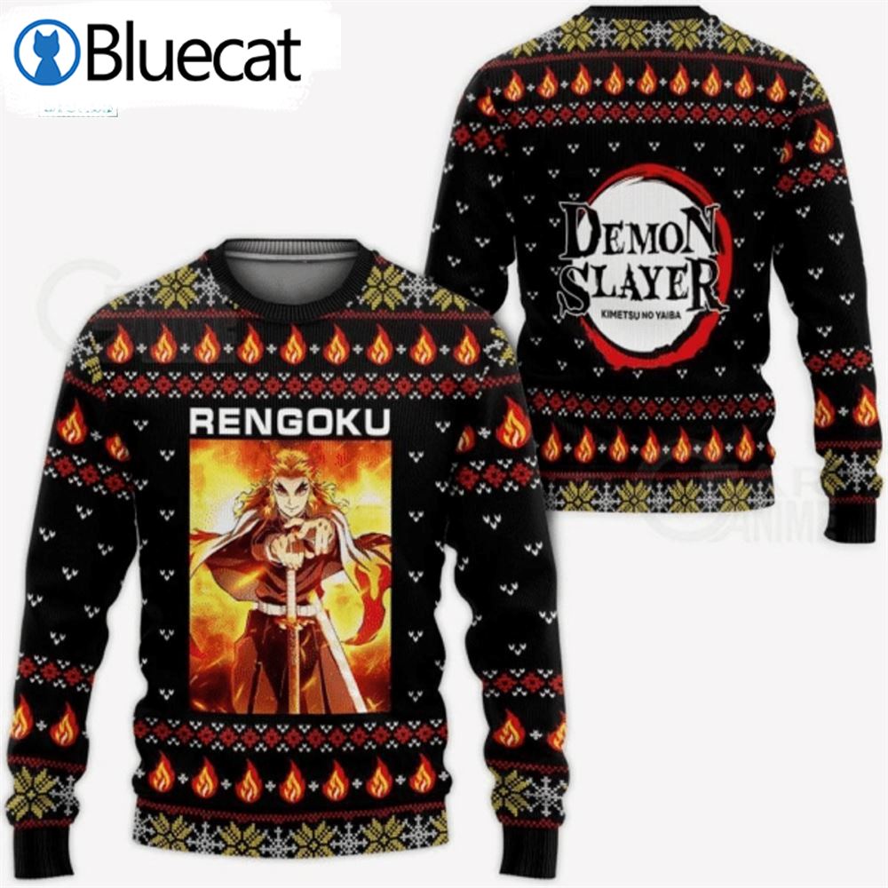 Demon Slayer Kyojuro Rengoku Hoodie Ugly Christmas Sweaters