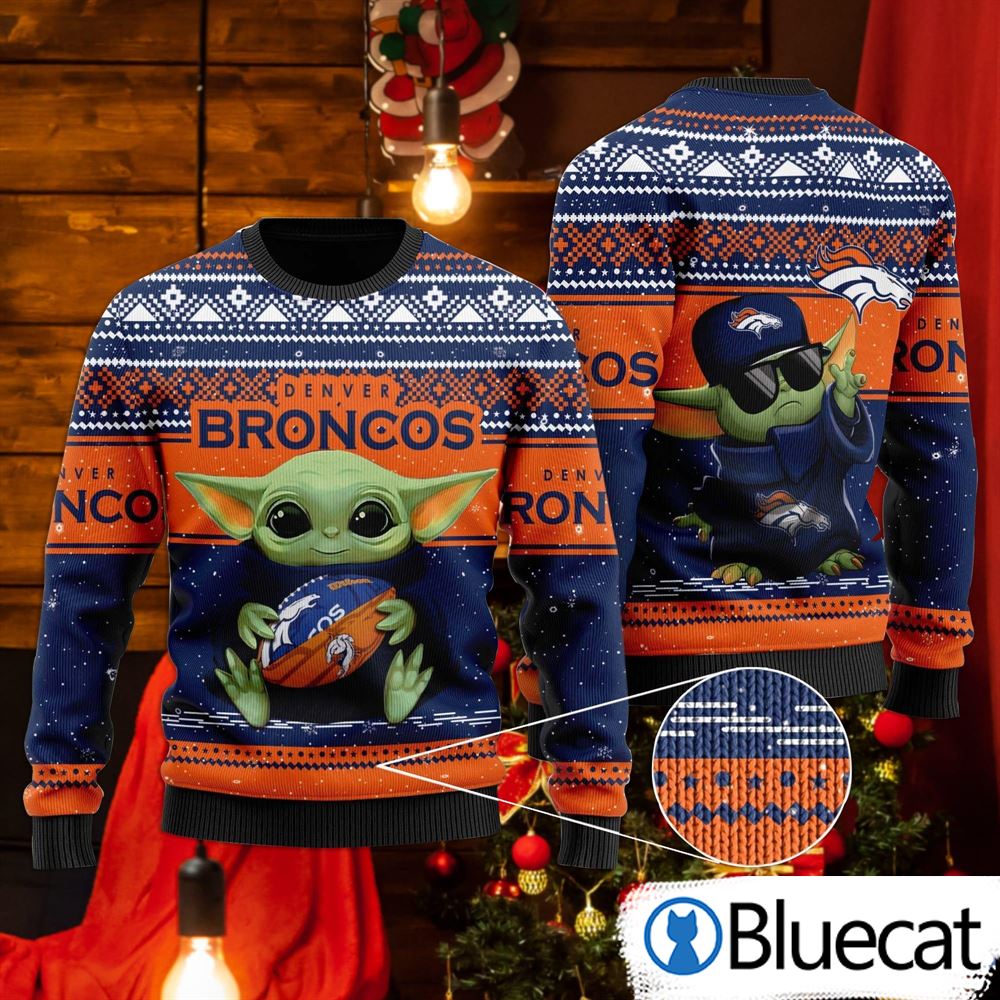 Denver Broncos Baby Yoda Ugly Christmas Sweaters