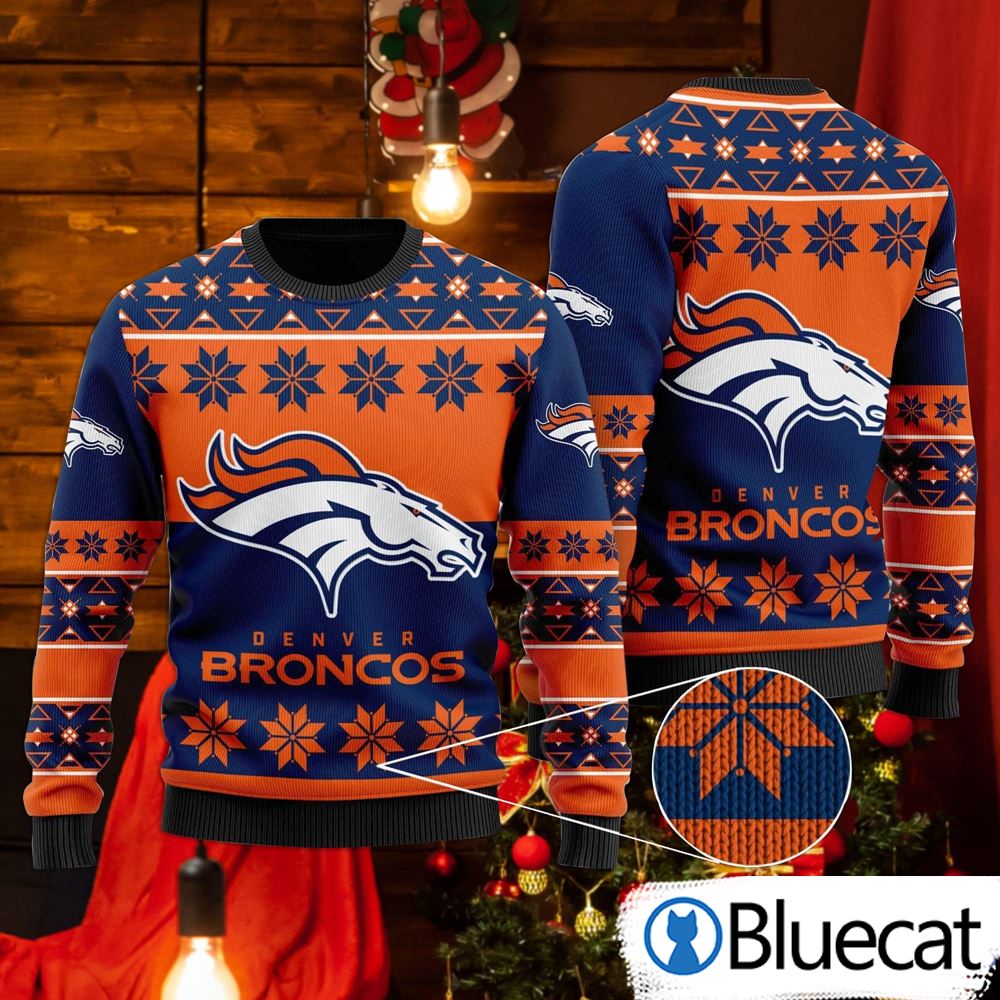 Denver Broncos Snowflakes Pattern Ugly Christmas Sweaters