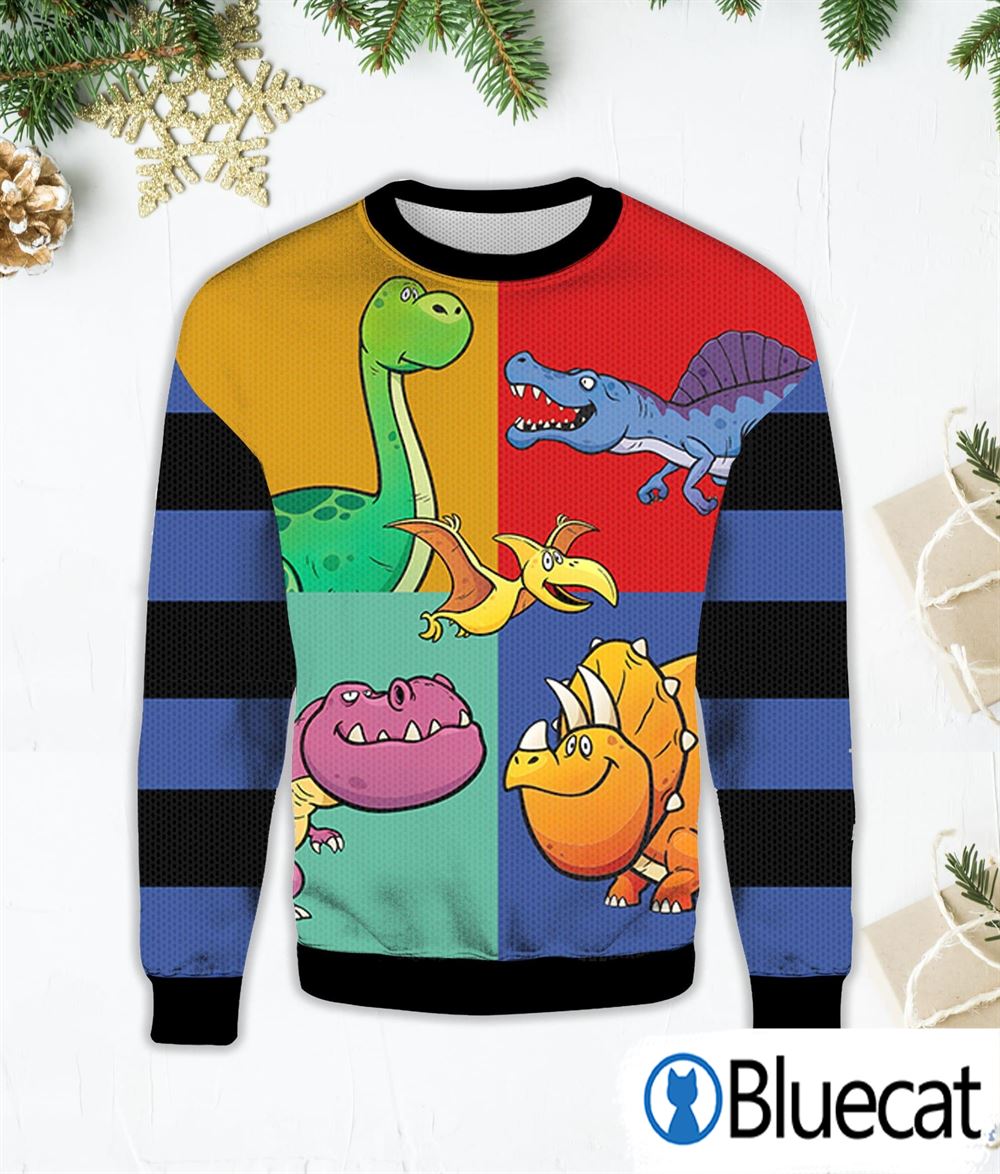 Dinosaur Color Ugly Christmas Sweaters