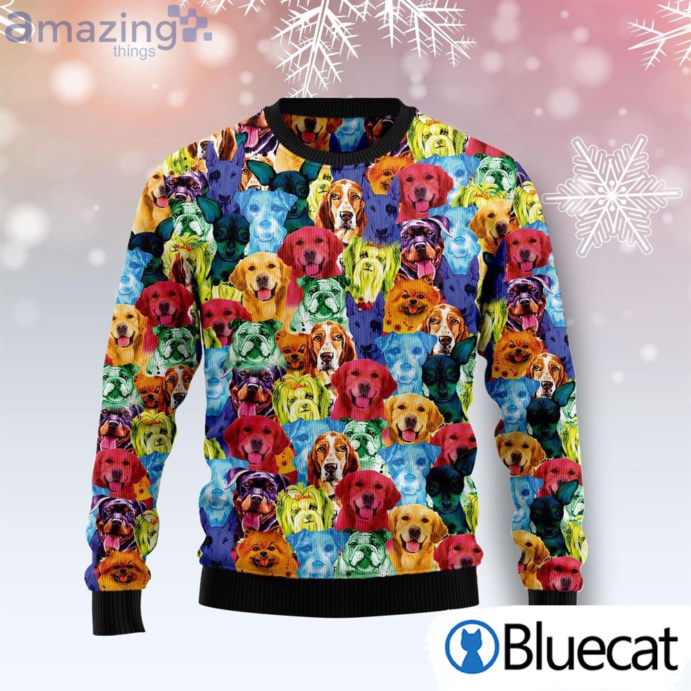 Dog Colorful Funny All Over Print Ugly Christmas Sweaters