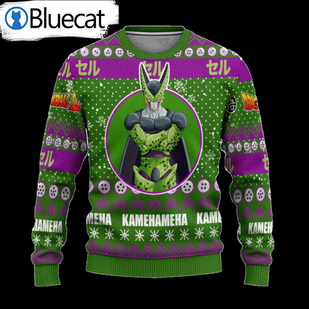Dragon Ball Cell Kamehameha Ugly Christmas Sweaters