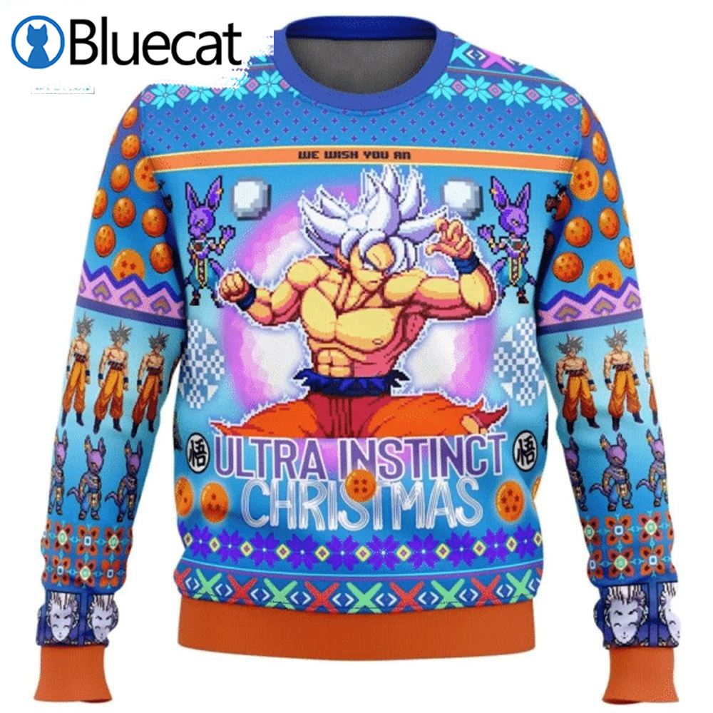 Dragon Ball Goku We Wish You An Ultra Instinct Christmas Ugly Christmas Sweaters