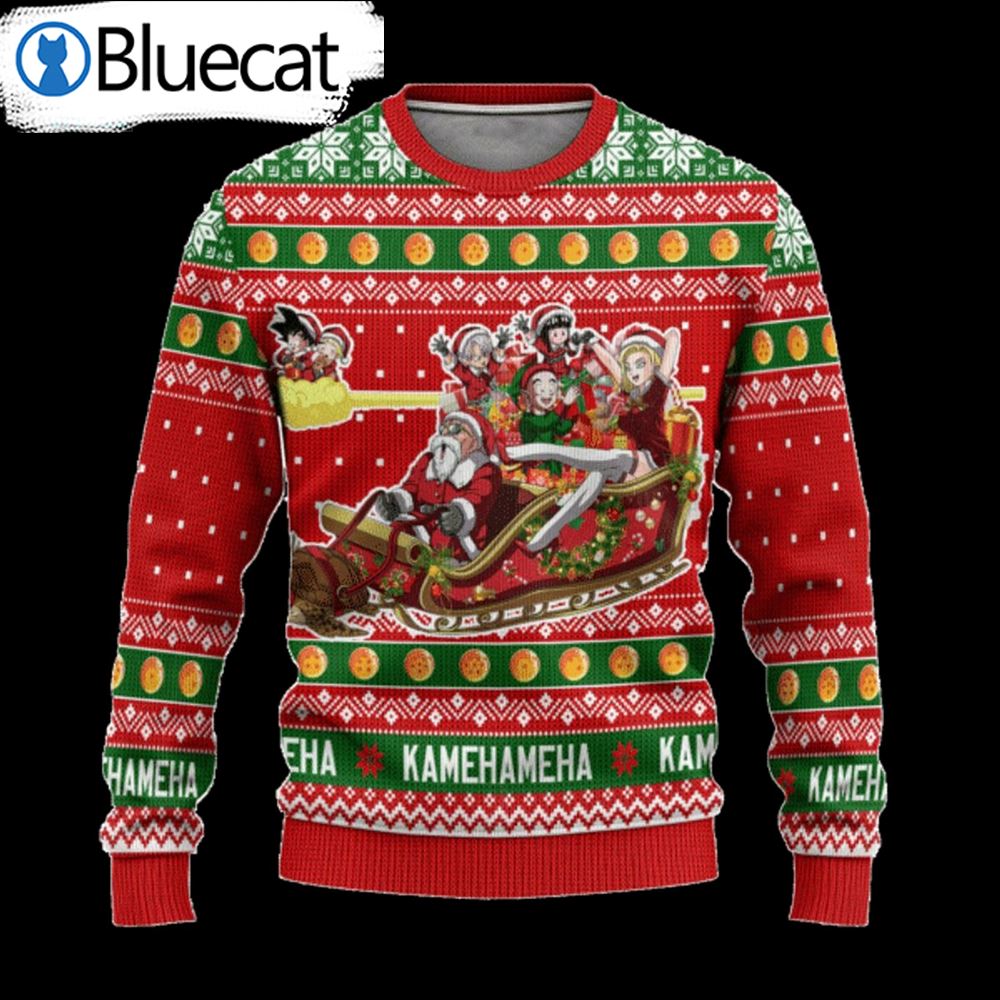 Dragon Ball Sleigh Kamehameha Ugly Christmas Sweaters