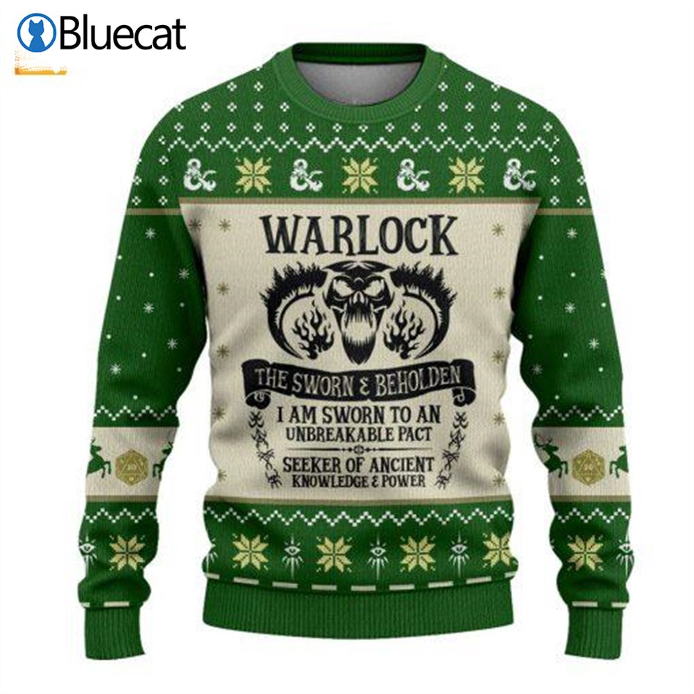 Dungeons Dragons Warlock The Sworn Beholden Green Ugly Christmas Sweaters