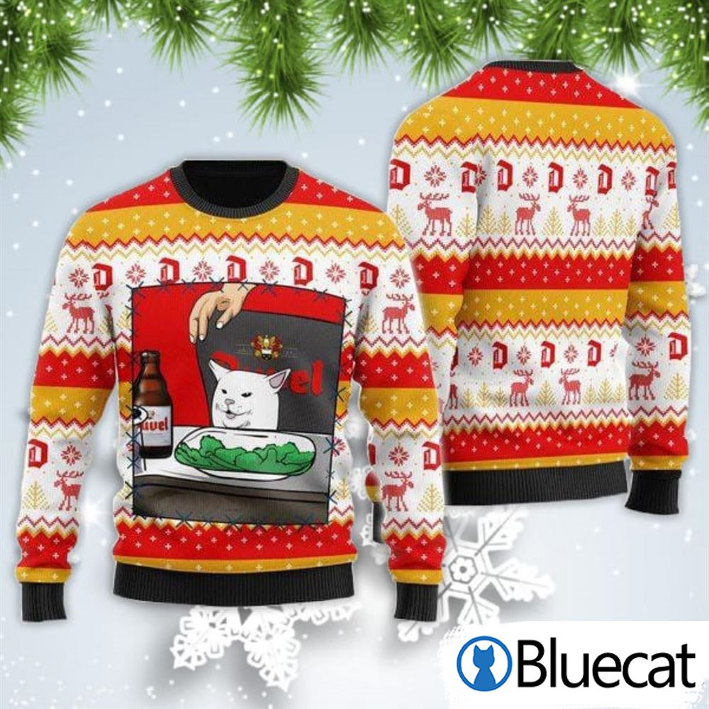 Duvel Beer Cat Meme Christmas Gift Ugly Christmas Sweaters