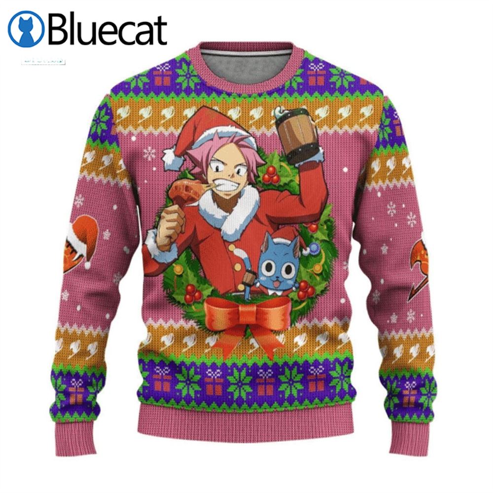 Fairy Tail Natsu Dragneel Happy Christmas Circle Ugly Christmas Sweaters