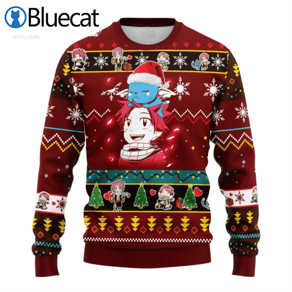 Fairy Tail Natsu Dragneel Happy Ugly Christmas Sweaters
