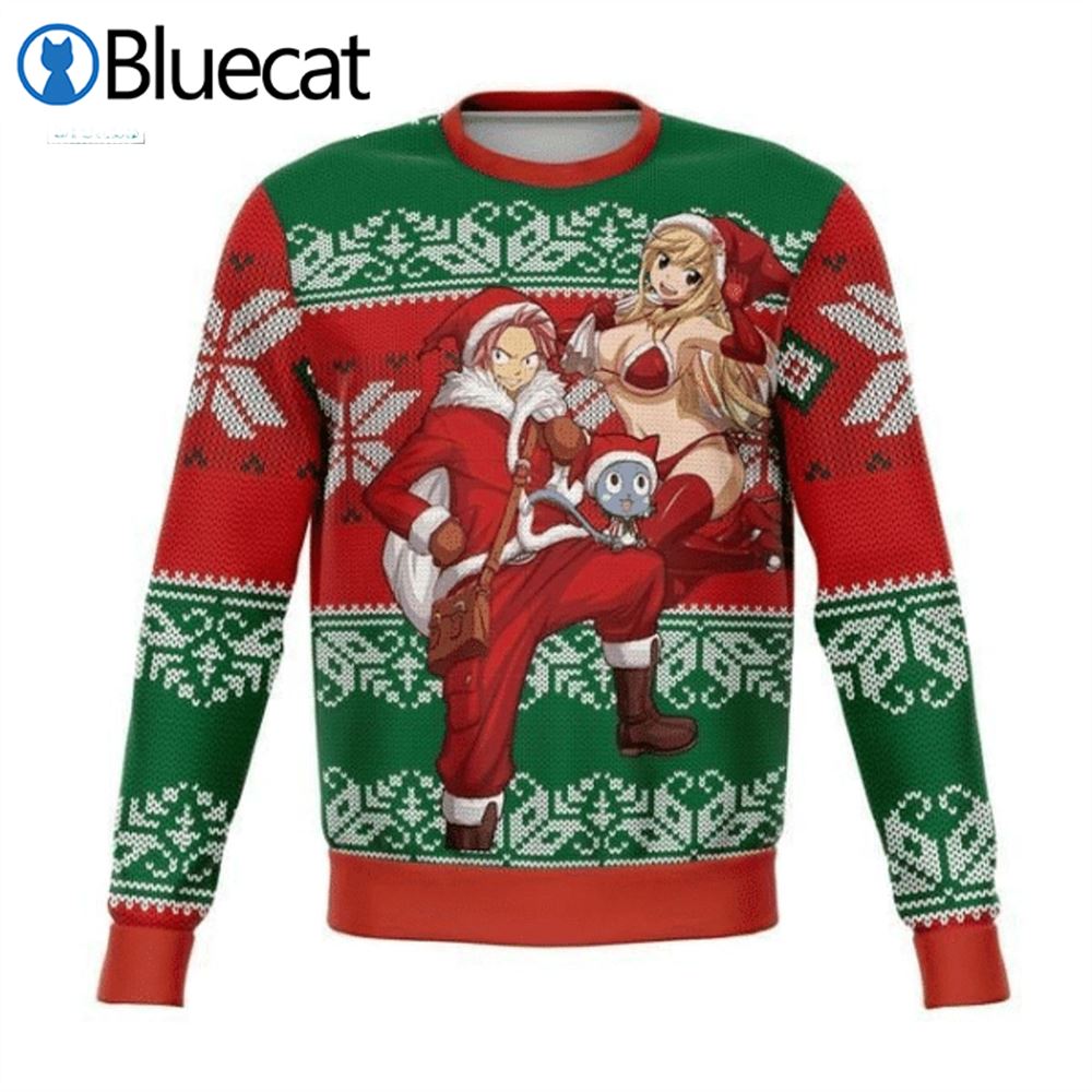 Fairy Tail Natsu Dragneel Lucy Heartfilia Happy Ugly Christmas Sweaters