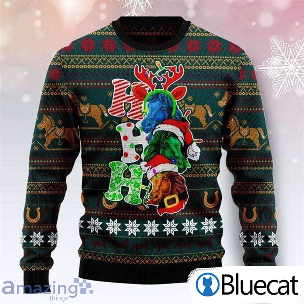 Ho Ho Ho Horse Merry Christmas Knitting Pattern Ugly Christmas Sweater