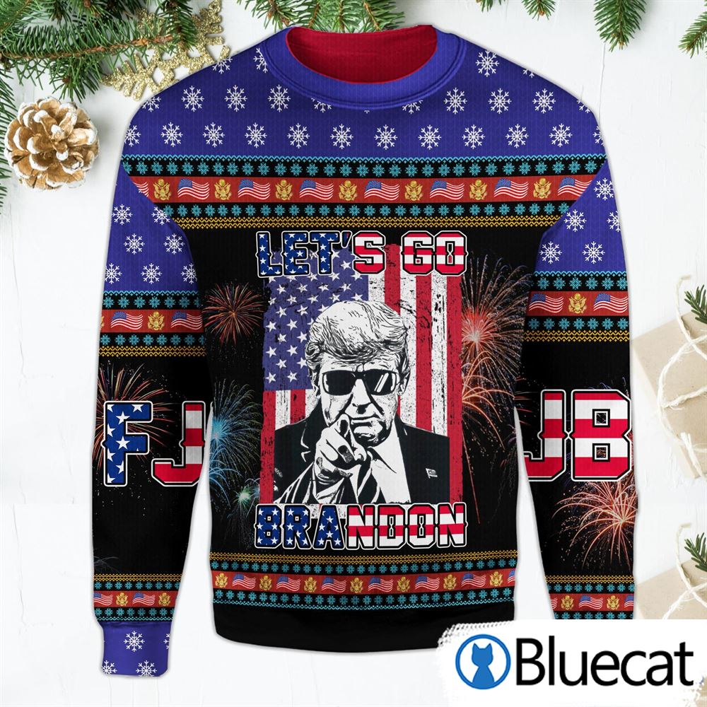 Let's Go Brandon Christmas Sweater Donald Trump FJB Christmas Ugly Christmas Sweater