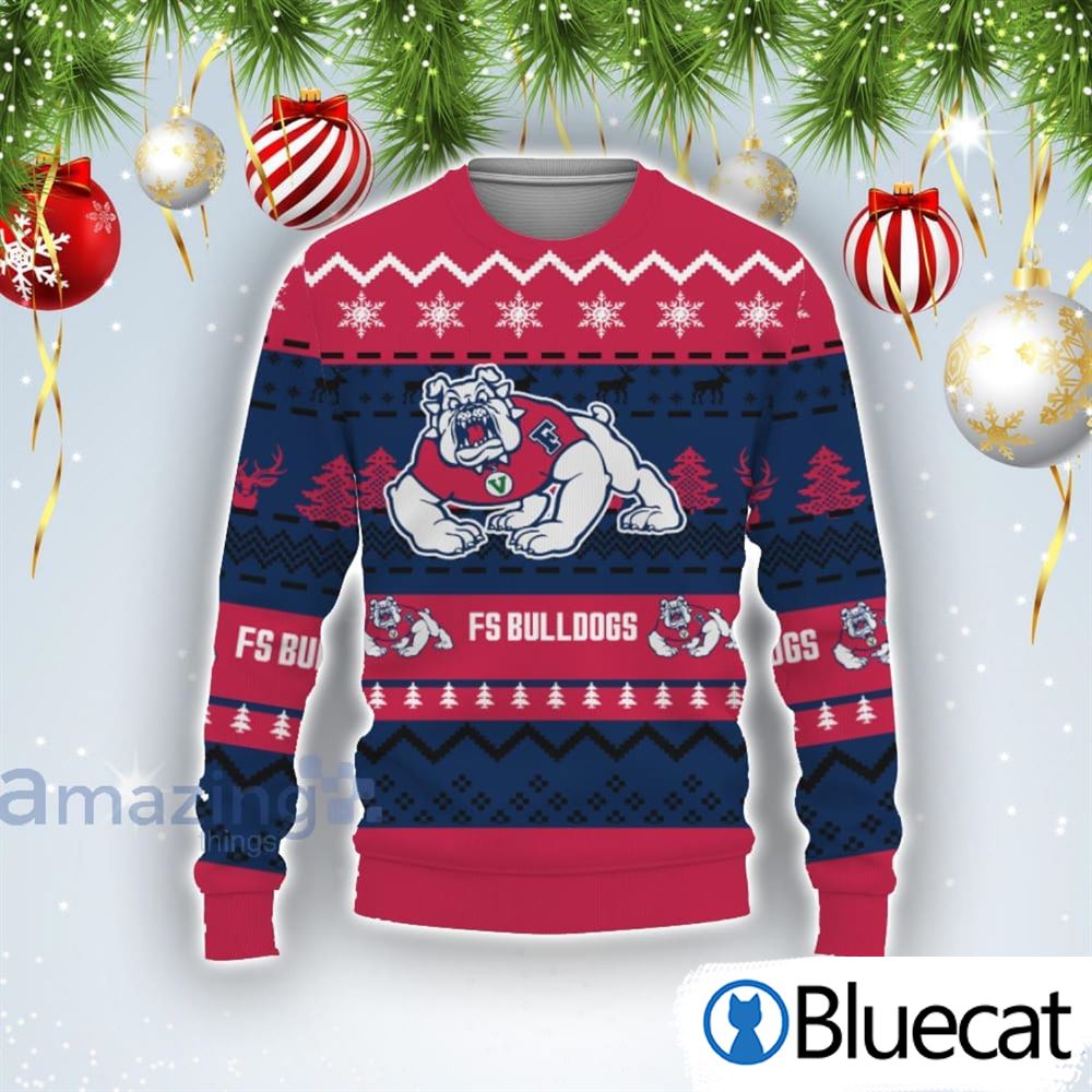 Merry Christmas Snow Pattern Funny Cute Fresno State Bulldogs Ugly Christmas Sweater