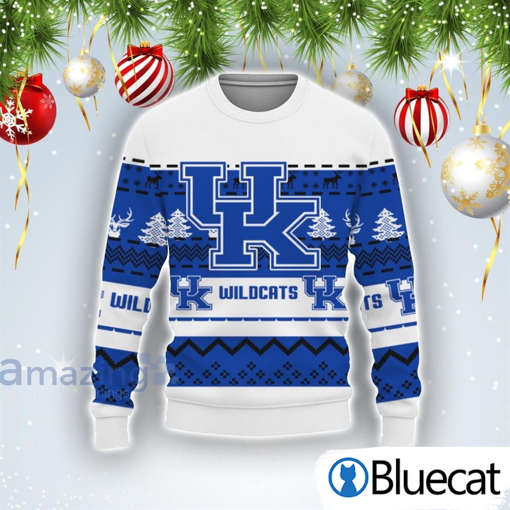 merry-christmas-snow-pattern-funny-cute-kentucky-wildcats-ugly-christmas-sweater-1