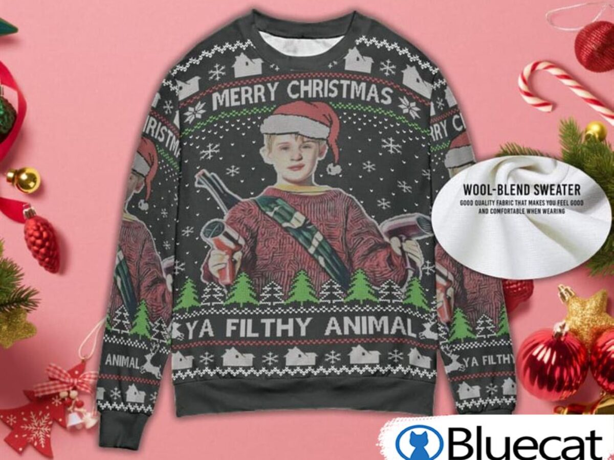 Ugly christmas sweater on sale ya filthy animal