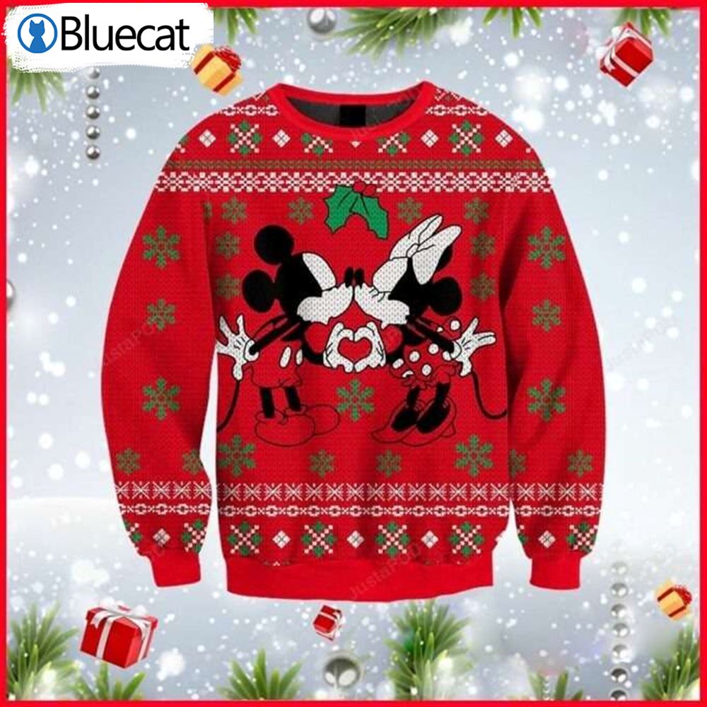 minnie-kissing-mickey-disney-funny-couples-ugly-christmas-sweaters