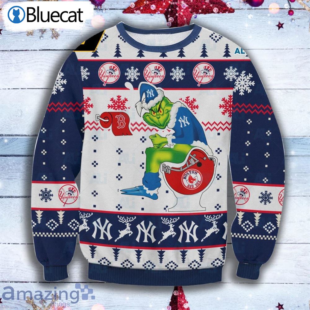 New York Yankees Funny Grinch All Over Print 3D Christmas Ugly Sweater