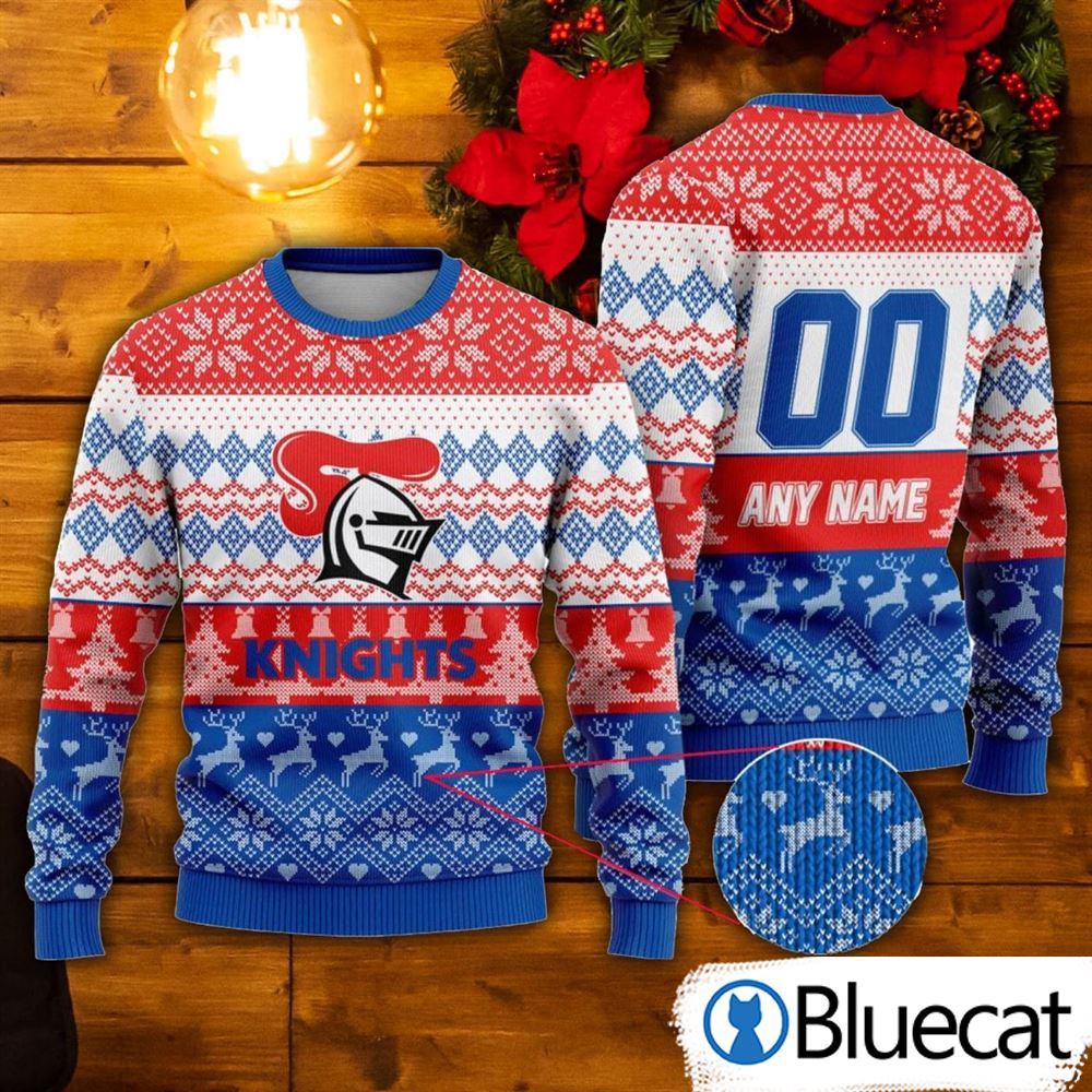 NRL Newcastle Knights Custom Name & Number Ugly Christmas Sweater