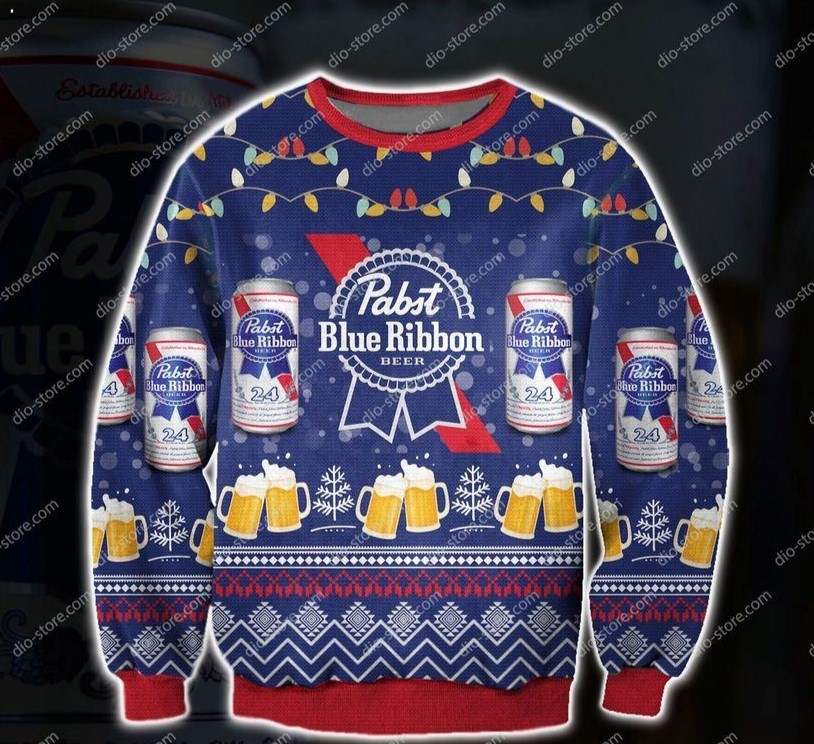 Pabst Blue Ribbon Beer Christmas Ugly Sweater, Sweatshirt – LIMITED EDITION