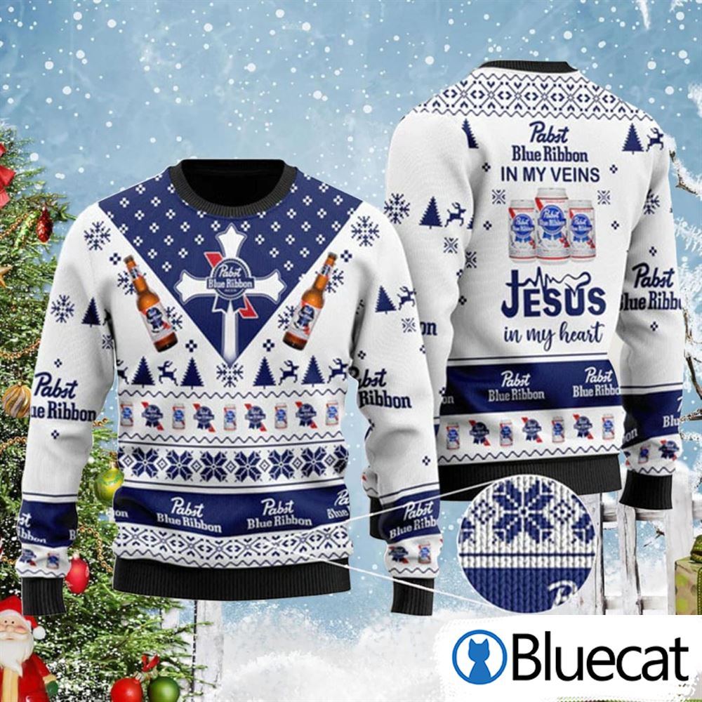 PBR Ugly Christmas Sweater Jesus In My Heart Ugly Christmas Sweater