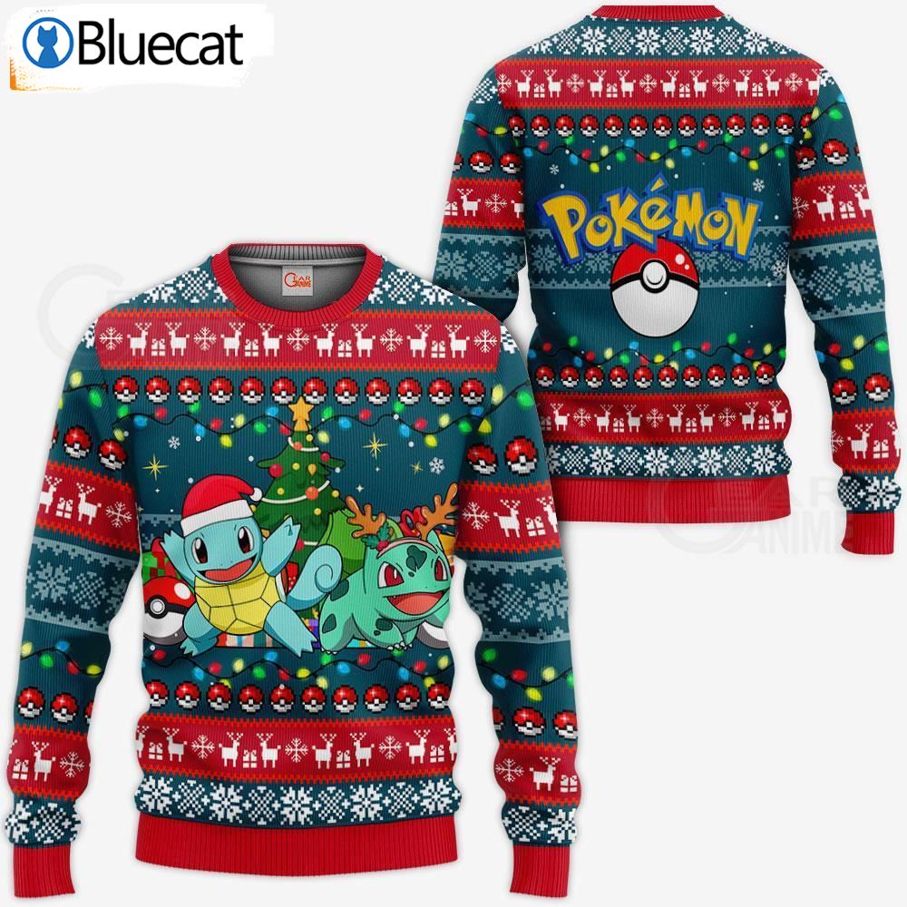 Pokemon Bulbasaur And Squirtle Ugly Christmas Sweaters